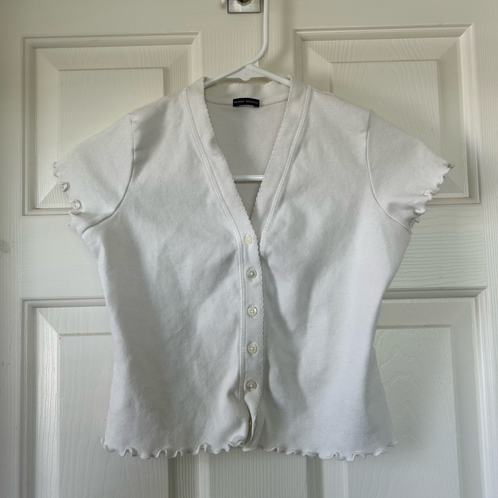 Brandy Melville White Button-Up Women's Top